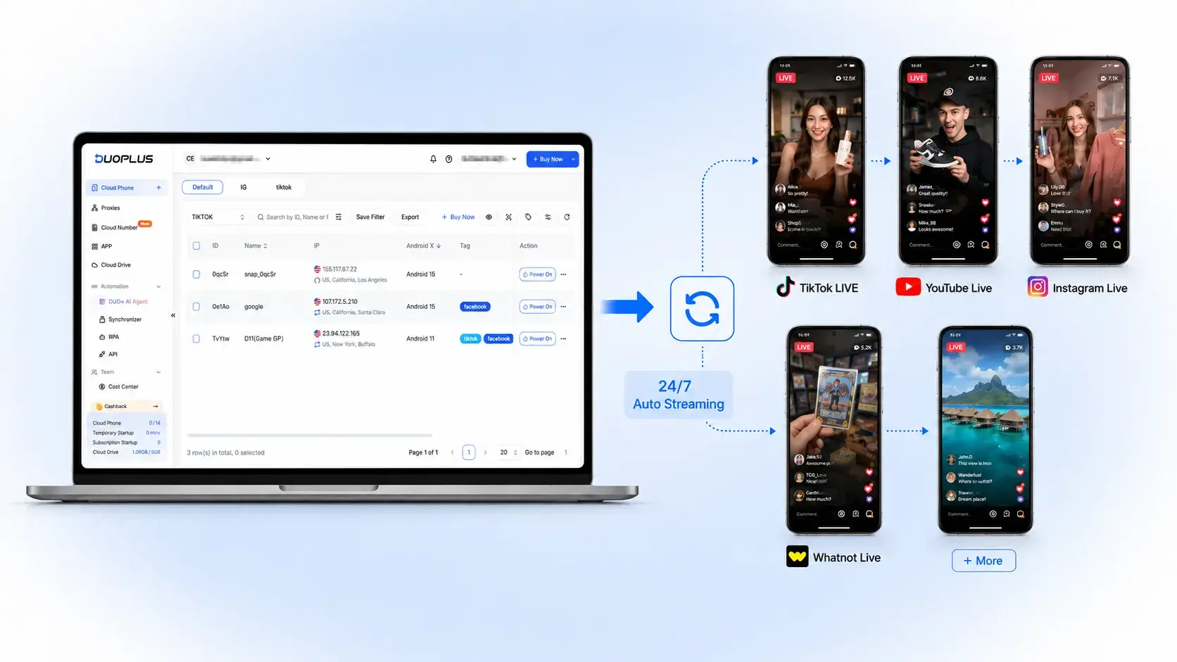 creator reviewing TikTok live streaming tools on smartphone and laptop